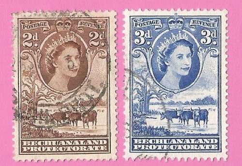 Bechuanaland Protectorate-Used-1958-SACC140/141-Definitive Issue-Thematic-Famous Person