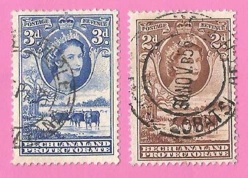 Bechuanaland Protectorate-Used-1958-SACC140/141-Definitive Issue-Thematic-Famous Person