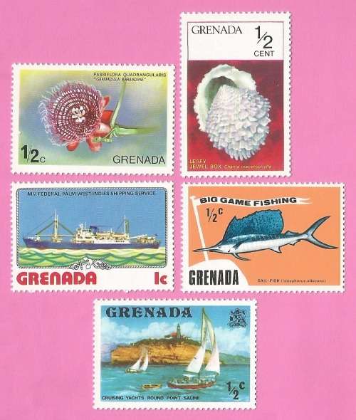 Grenada-Mix-MNH-Thematic-Transport-Ships-Boats-Fish