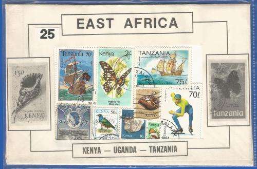 25 x Pre-Packed Mix Stamps-East Africa-Kenya-Uganda-Tanzania-Used-Sold as Is