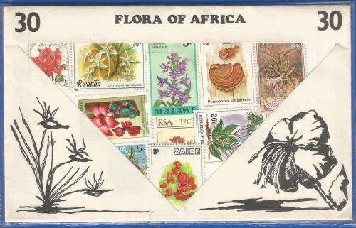 30 x Pre-Packed Theme Stamps-Flora of Africa-Used-Sold as Is