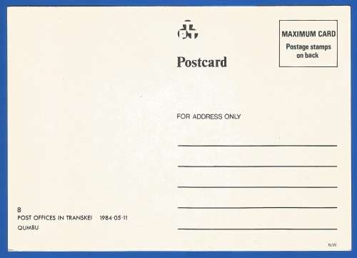 1984-Unused-Pre-Stamped Post Card-Transkei-Maximum card