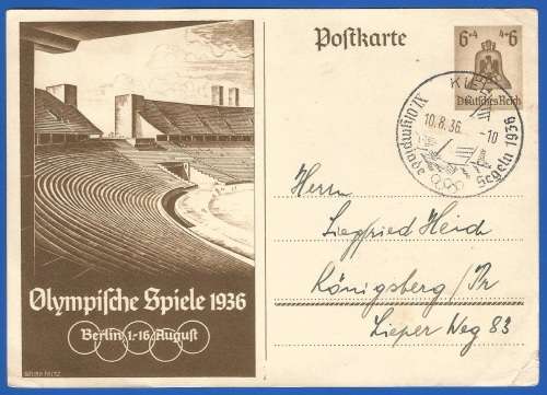 1936-German Olympics-Berlin-Post Card-Used