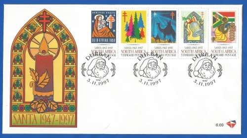 1997-Republic of South Africa-First Day Cover-SACC 6.69-SANTA Anniversary of Christmas Stamps.