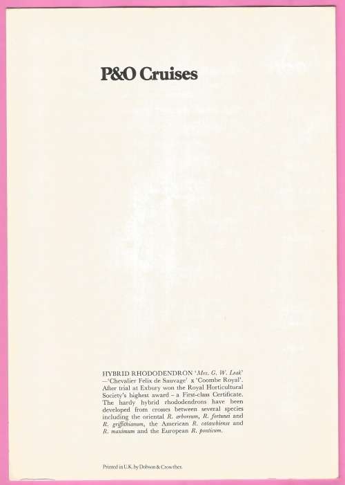 Collectable-Vintage-Menu-P&O Cruises-Sea Princess-Luncheon-Wednesday July 21 1982