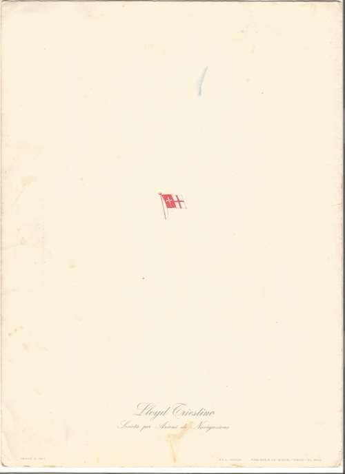 Collectable-Vintage-Menu-M. n Europa-Lloyd Triestino-Dinner-Thursday December 3rd-1964