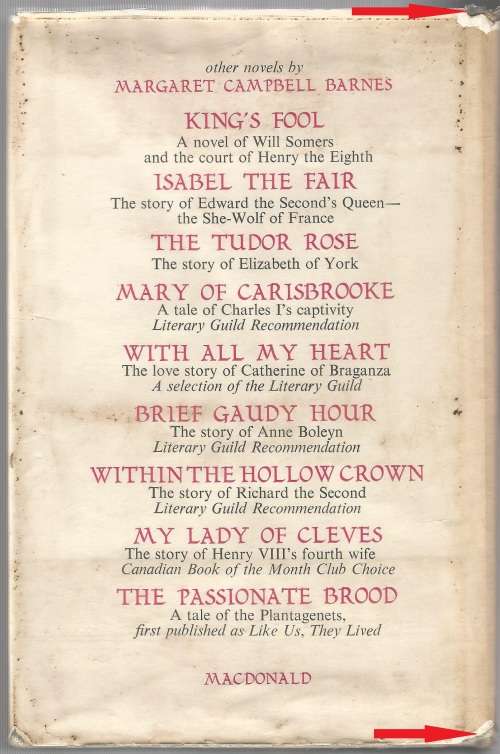 Book-The King`s Bed - Margaret Campbell Barnes-1961-249-page Book-Fair Condition- Hard Cover