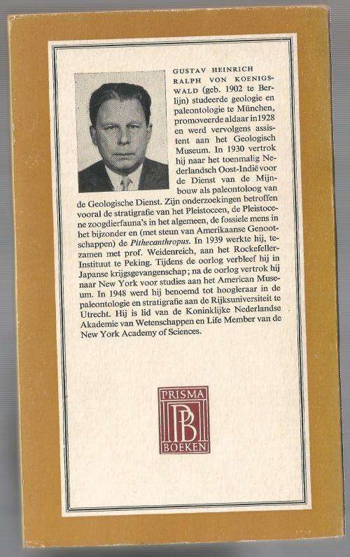 Book-SpeurTocht in de prehistorie-Prof. DR. Ghr won KOENIGSWALD-1962-192-page Book-German