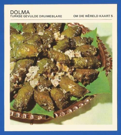 Vintage-Collectable-1967 Recipe Card-Africana-Paul Hamlyn-`Om Die Wereld Kaart 5`-Dolma