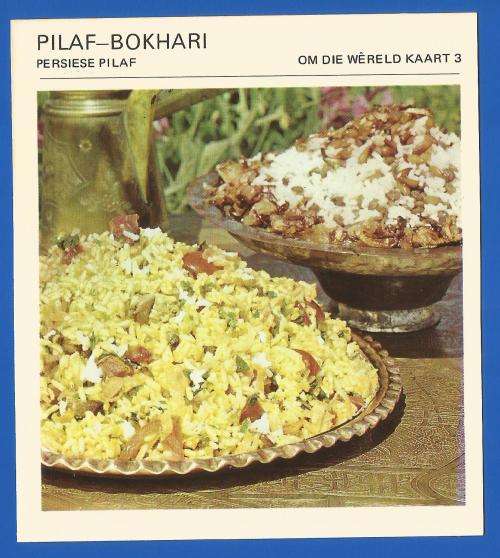 Vintage-Collectable-1967 Recipe Card-Africana-Paul Hamlyn-`Om Die Wereld Kaart 3`-Pilaf-Bokhari