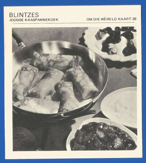 Vintage-Collectable-1967 Recipe Card-Africana-Paul Hamlyn-`Om Die Wereld Kaart 28`-Blintzes