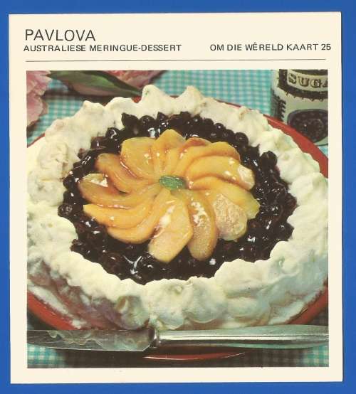 Vintage-Collectable-1967 Recipe Card-Africana-Paul Hamlyn-`Om Die Wereld Kaart 25`-Pavlova