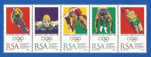 1996-RSA-MNH-SACC955-959-Setenant Strip of 5-Olympic Games Atlanta