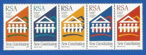 1996-RSA-MNH-SACC961-965-Setenant Strip of 5-New Democratic Constitution.