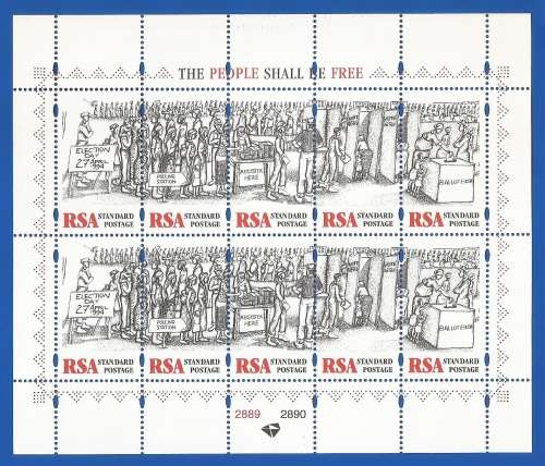 1997-RSA-MNH-SACC 1014-1018-Sheetlet-Freedom Day 1997