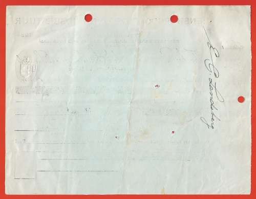 1938-31 October- Barclays Bank Cheque-The National Bank South Africa Limited