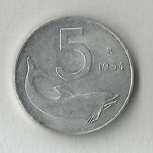 1954-5 Lira Italy Coin