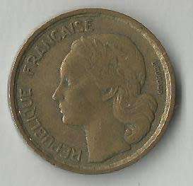 1957-French Coin-10 Francs- Copper & Aluminum