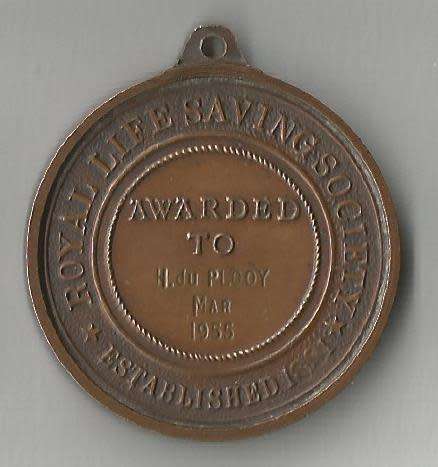 Mar-1955-H. Du Plooy-Royal Life Saving Society-Medallion