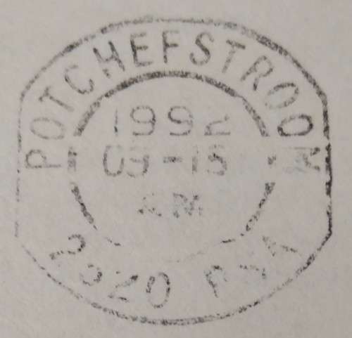 Domestic Mail-Postmark-1992-Potchefstroom