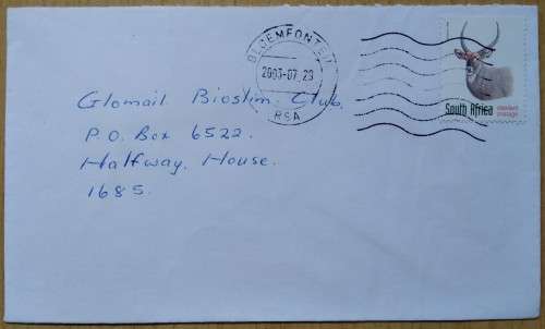 Domestic Mail-Cover-Postmark-2003-Bloemfontein