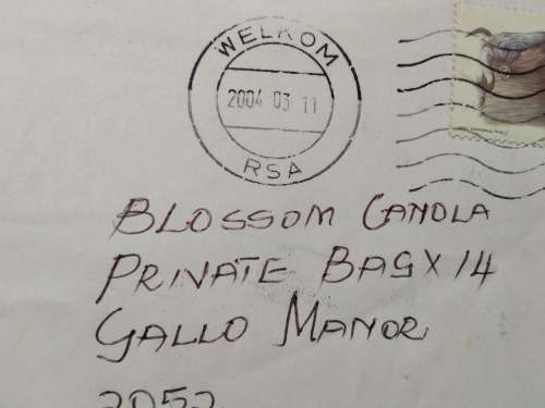 Domestic Mail-Cover-Postmark-2004-Welkom