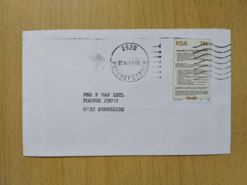 Domestic Mail-Cover-Postmark-1984-Potchefstroom