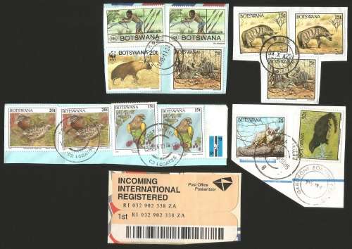 Botswana Grouping of Used Stamps on paper.