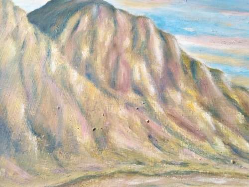 Oil Painting on Board-Mountain Scenery-Signed J.V.Timm `14