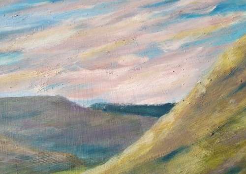 Oil Painting on Board-Mountain Scenery-Signed J.V.Timm `14