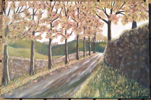 Oil Painting on Board-Woodland Scenery-Not signed.