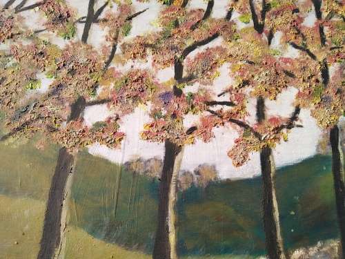 Oil Painting on Board-Woodland Scenery-Not signed.