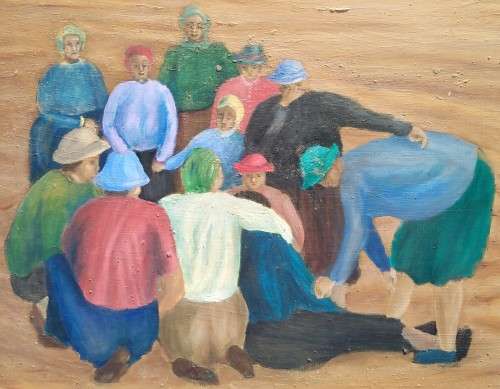 Oil Painting on Board-People.