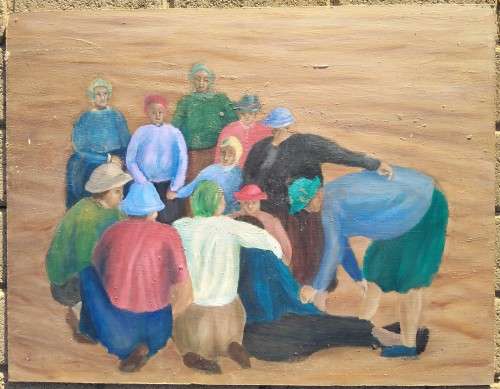 Oil Painting on Board-People.