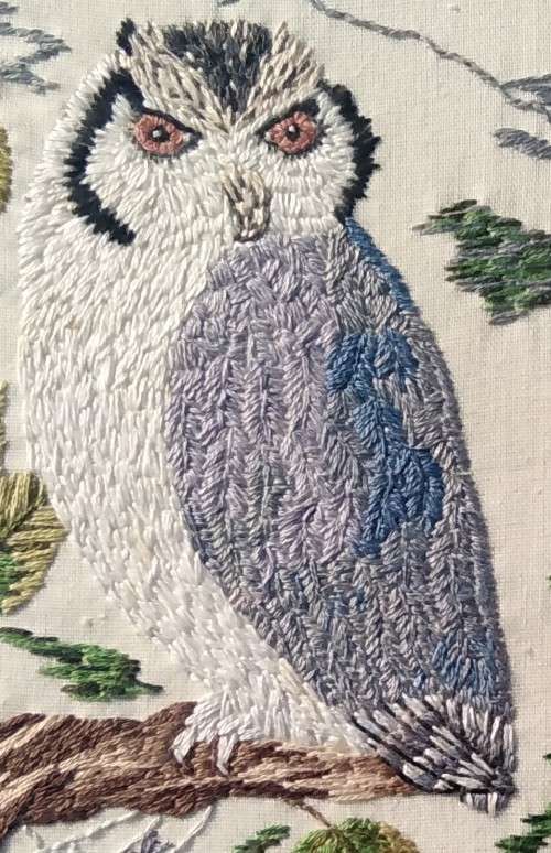 Framed Handmade Embroidery-Owl-Wall Decor