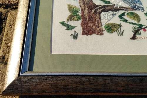 Framed Handmade Embroidery-Owl-Wall Decor