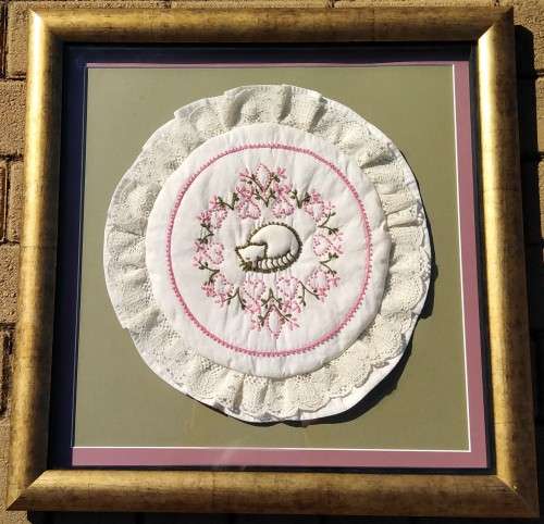 Framed Handmade Embroidery Cushion-Theme Cat-Wall Decor