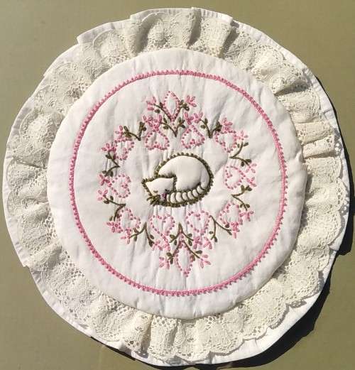 Framed Handmade Embroidery Cushion-Theme Cat-Wall Decor