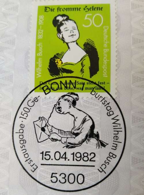 1982-First Day Sheet-Germany The 150th Anniversary of the Birth of Wilhelm Busch