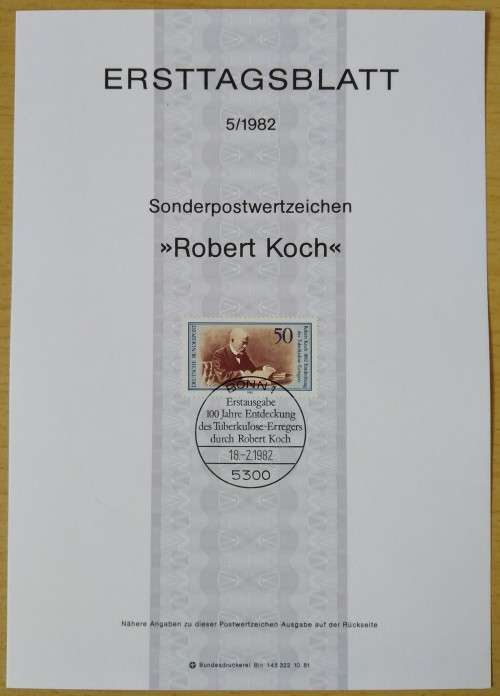 Germany FDC 1982 The 100th Anniversary of the Discovery of Tuberkelbacille by Robert Koch