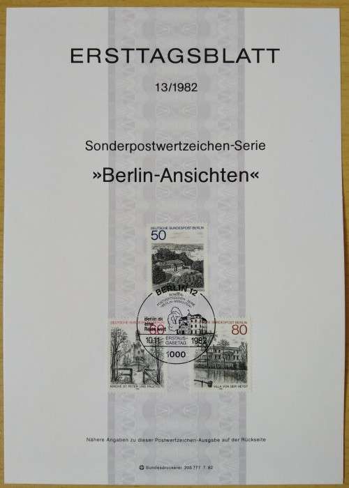 1982-First Day Sheet-Berlin Motifs of Berlin