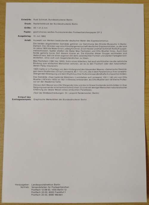 1982-First Day Sheet-Berlin Paintings