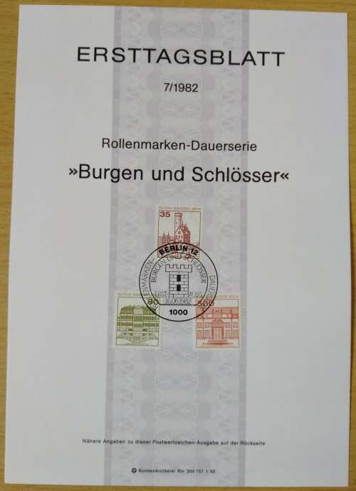 1982-First Day Sheet-Berlin Castles and Palaces