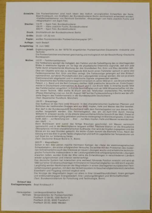 1982-First Day Sheet-Berlin Industry and Technology