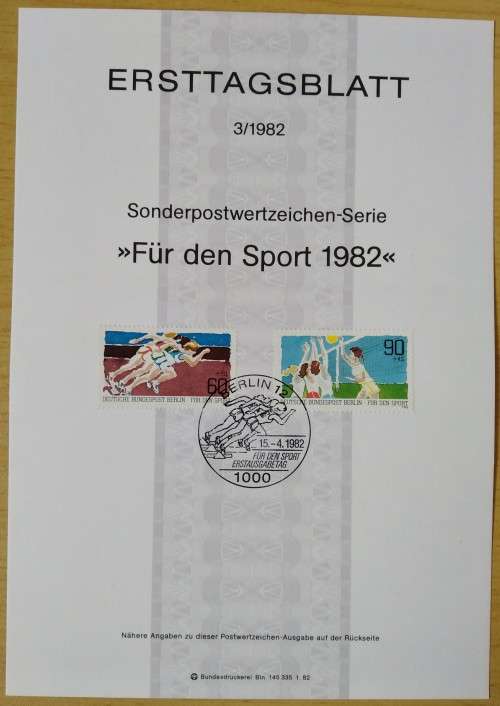1982-First Day Sheet-Berlin Sports