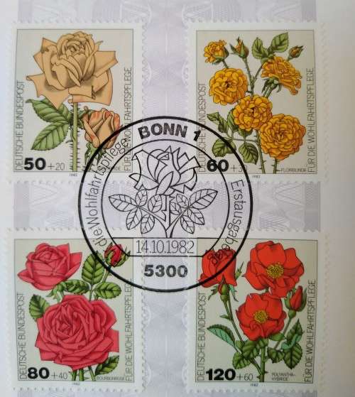 1982-First Day Sheet-Germany Charity Stamps - Roses