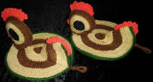 Hand knitted pair of Potholders/Oven Mittens