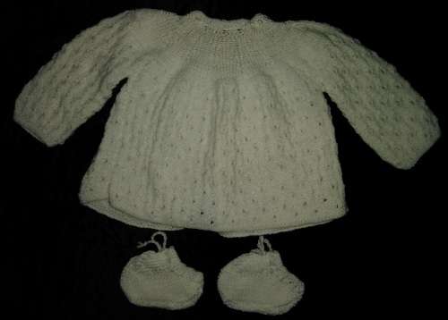 Handmade White Christening Jacket & Booties for Newborn
