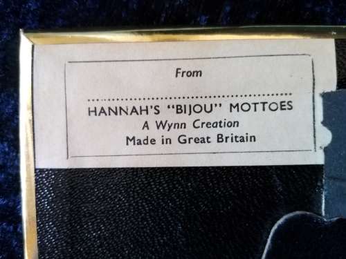 `BIJOU MOTTO` Photo Frame-F.W. Hannah Ltd. No B.M. 143-Made in Great Britain.