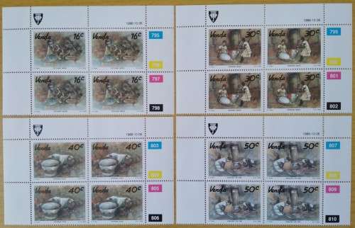 1988-Venda-MNH-Watercolours by Kenneth Thabo-Control Blocks-SACC 180-183